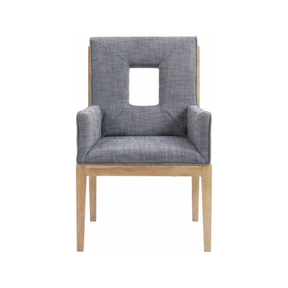 Alt View 2. Meridian Furniture - Gwendolyn Navy Linen Textured Fabric Dining Arm Chair - Blue.