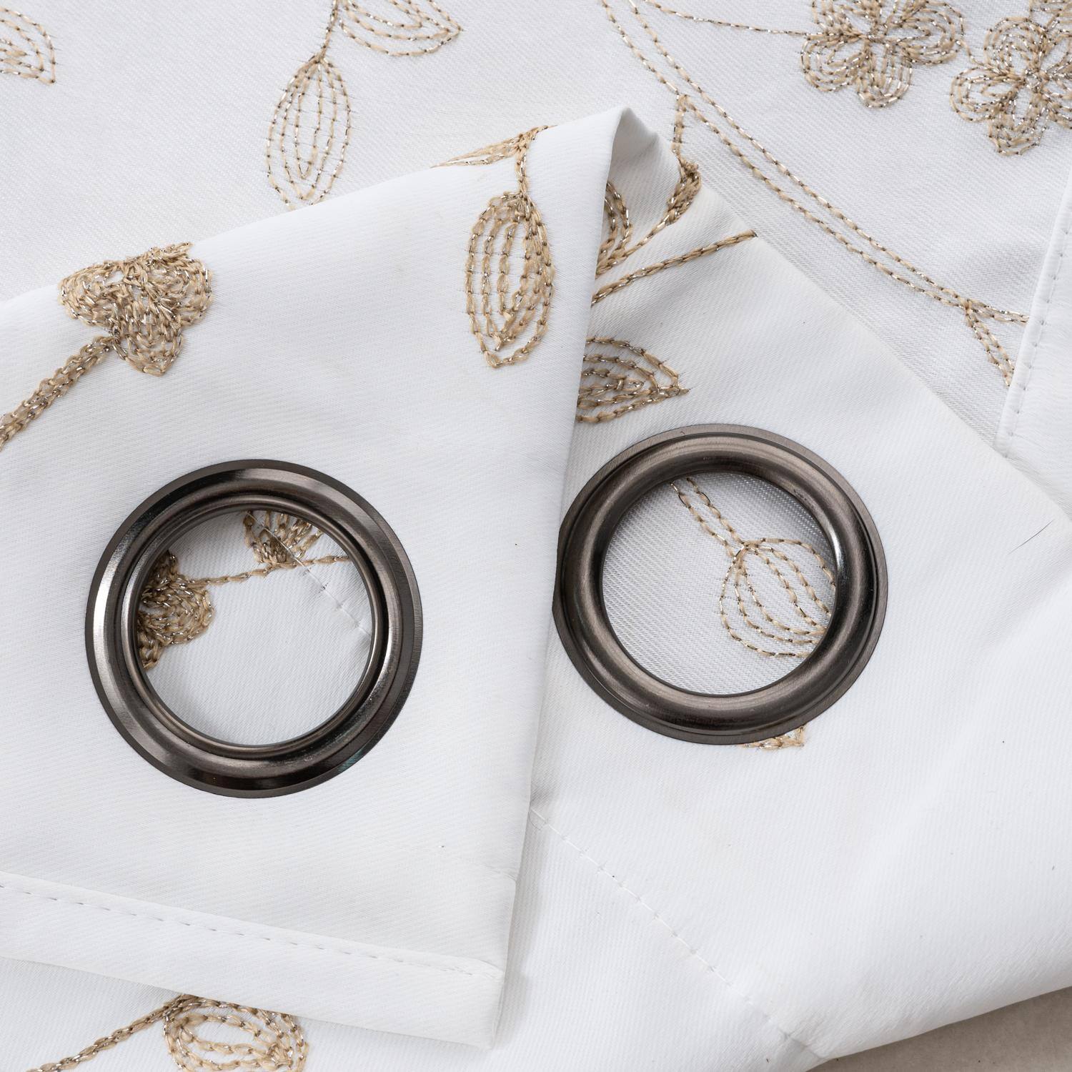 Left. RT Designers Collection - RT Designer Collection Lilian Embroidered Blackout Luxurious Decorative Grommet Curtain Panel 54" x 84" White - White.