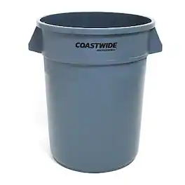 Coastwide Professional - Plastic Trash Can with no Lid, 32 Gal - Gray