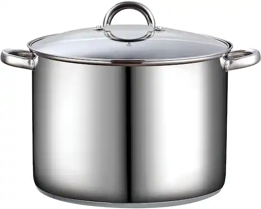 Front. Cook N Home - Basics 16QT S/S Stock Pot for Pasta, Soup with Lid,Sturdy Handle,Oven & Dishwasher Safe,for Canning, Boiling, Simmer - STAINLESS STEEL.