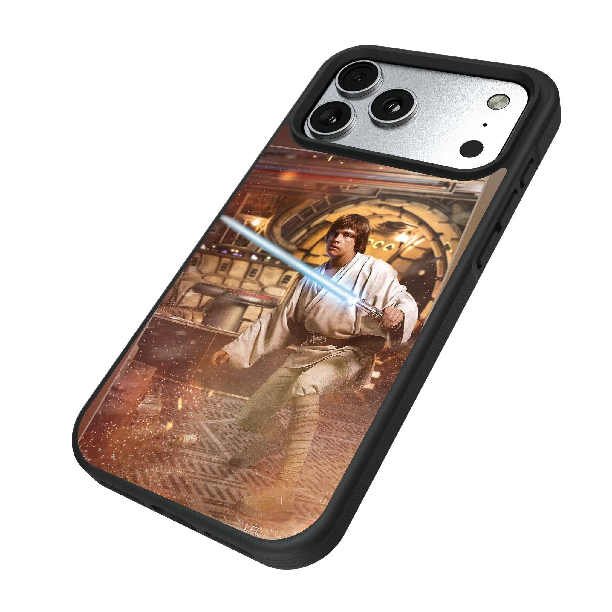 Angle. Keyscaper - Star Wars: A New Hope Portrait Bump Phone Case - Apple iPhone 17 Pro - Luke Skywalker.