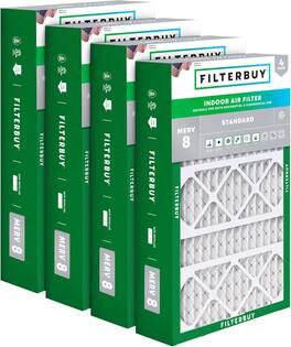 Filterbuy - 15.75x27.63x3.50 MERV 8 Dust & Allergy Defense, Pleated HVAC AC Furnace Air Filters Replacement for AprilAire (4-Pack) - Silver