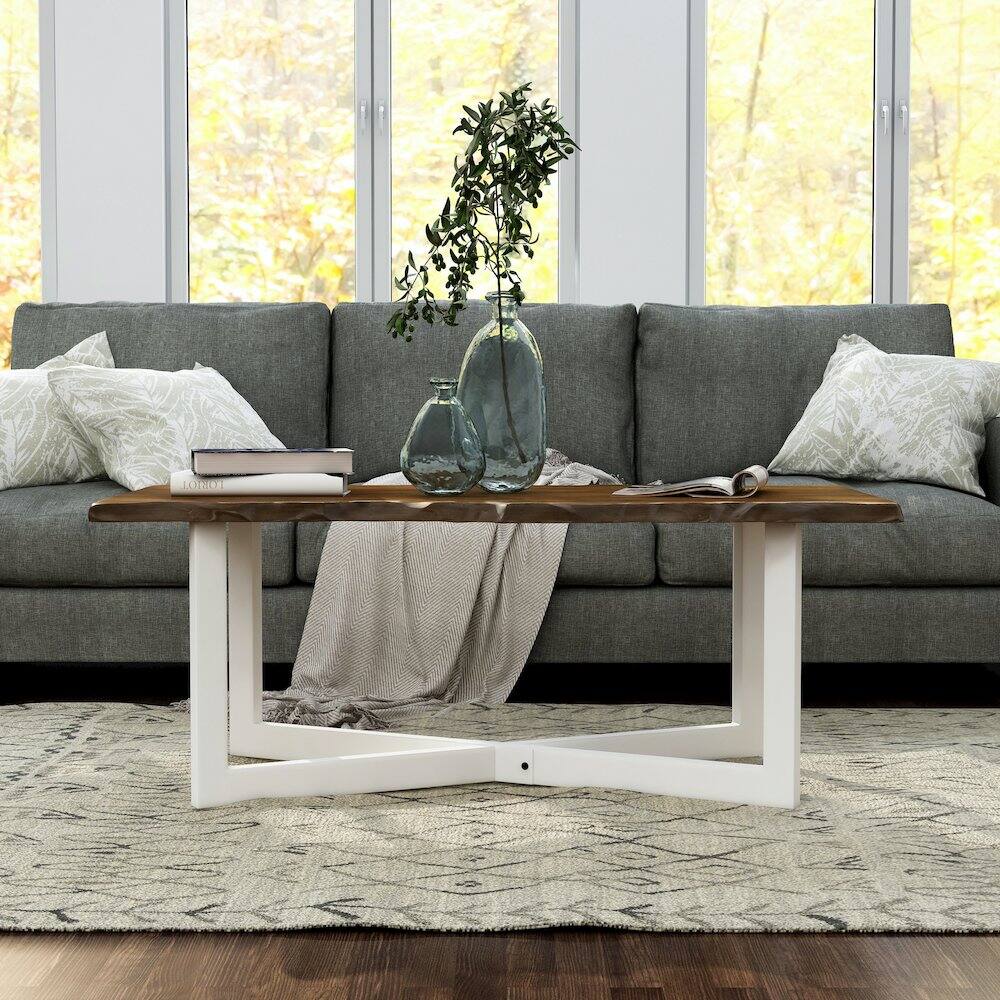 Alt View 4. Furniture of America - Baletto Contemporary Wood Coffee Table in Oak and White - Brown.