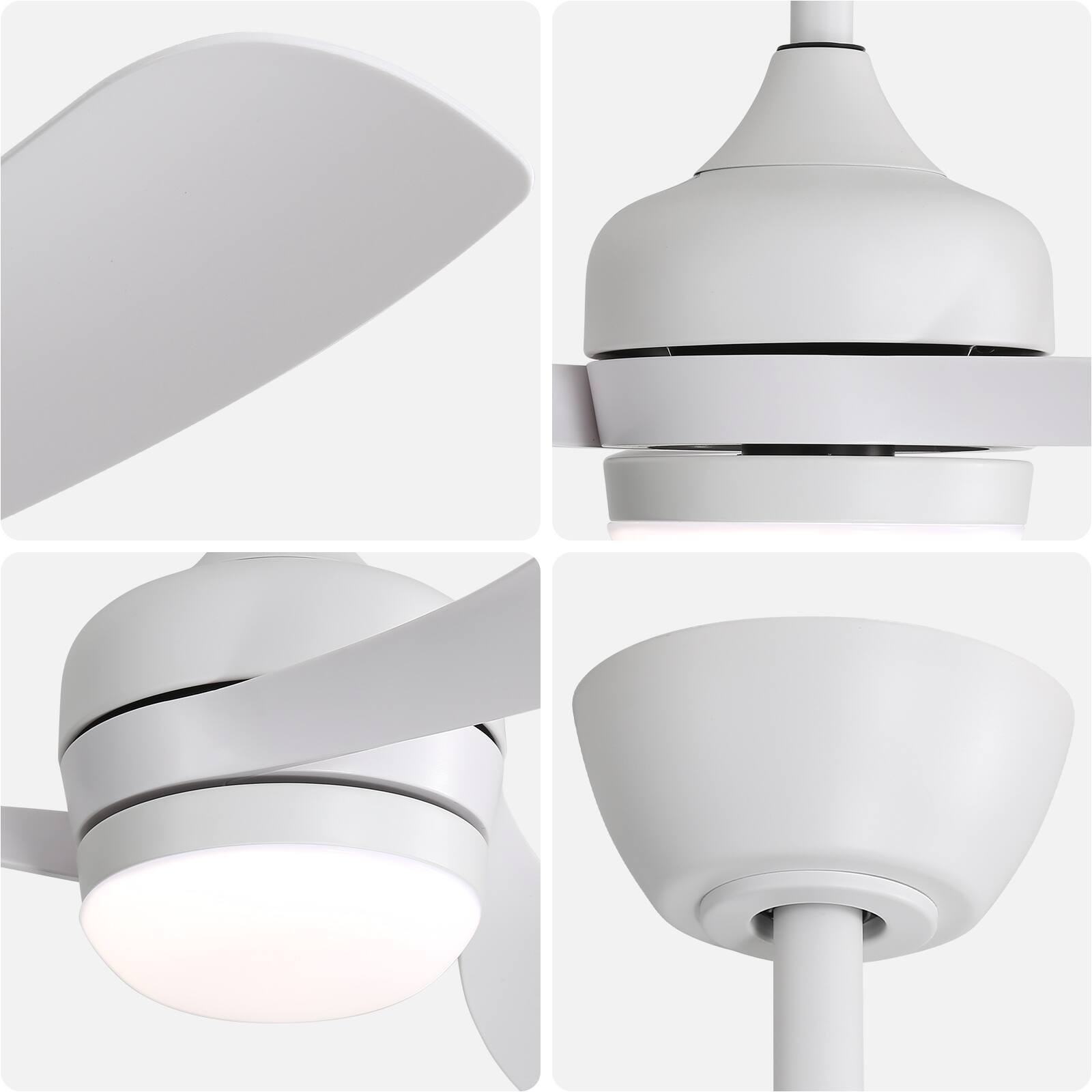 Back. APRILSOUL - 52 Modern 3 Blade Ceiling Fan Remote LED 6 Speed Timer Reversible - White.