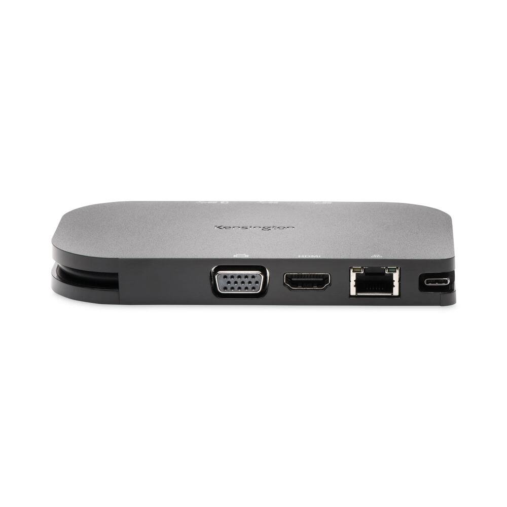 Left. Kensington - Kensington SD1610P Docking Station - for Tablet, Notebook, Projector, Monitor - 60 W - USB Type C - 4K - 3840 x 2160 - 3 - Gray.