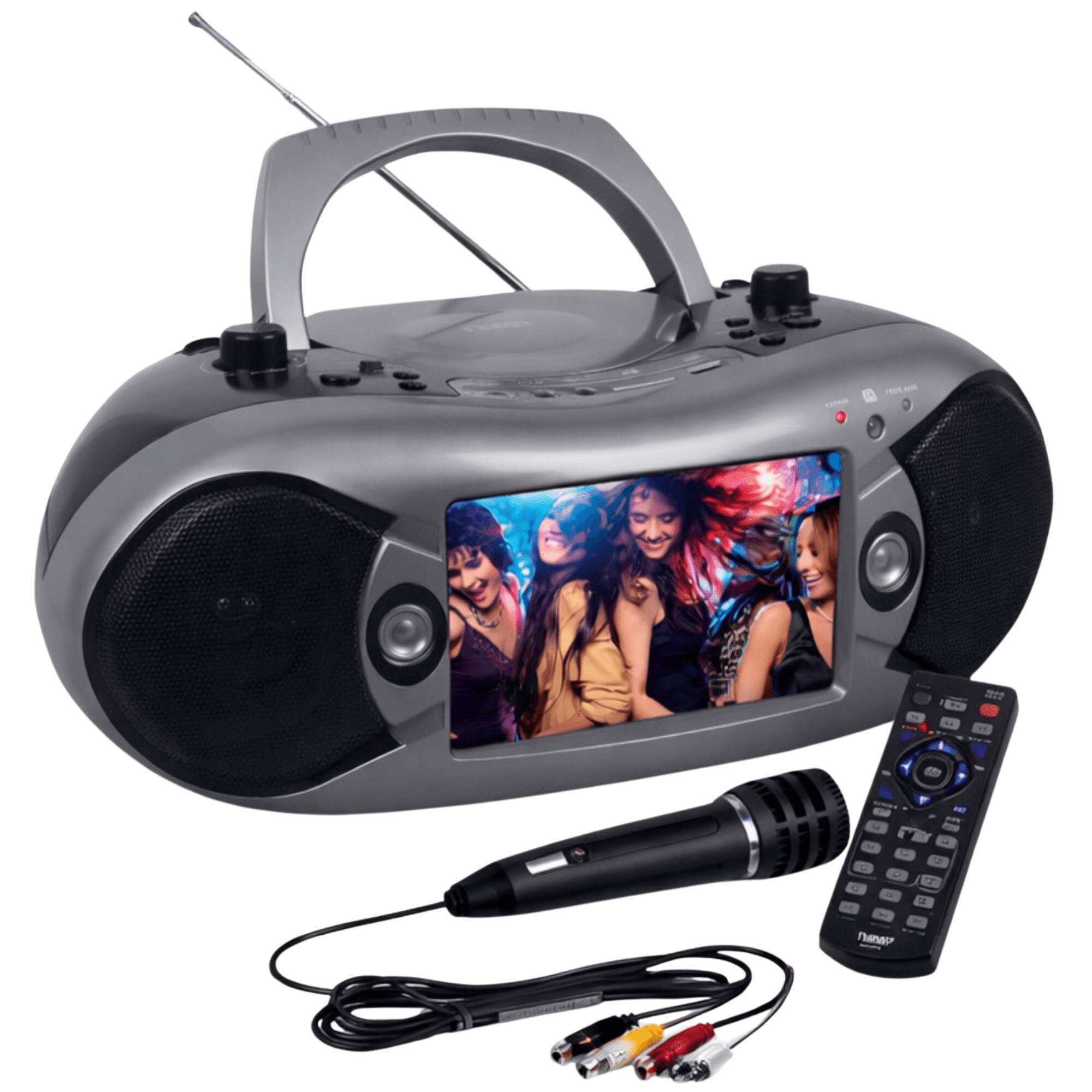 Alt View 1. Naxa - Bluetooth TV DVD Boombox with Mic - Grey.