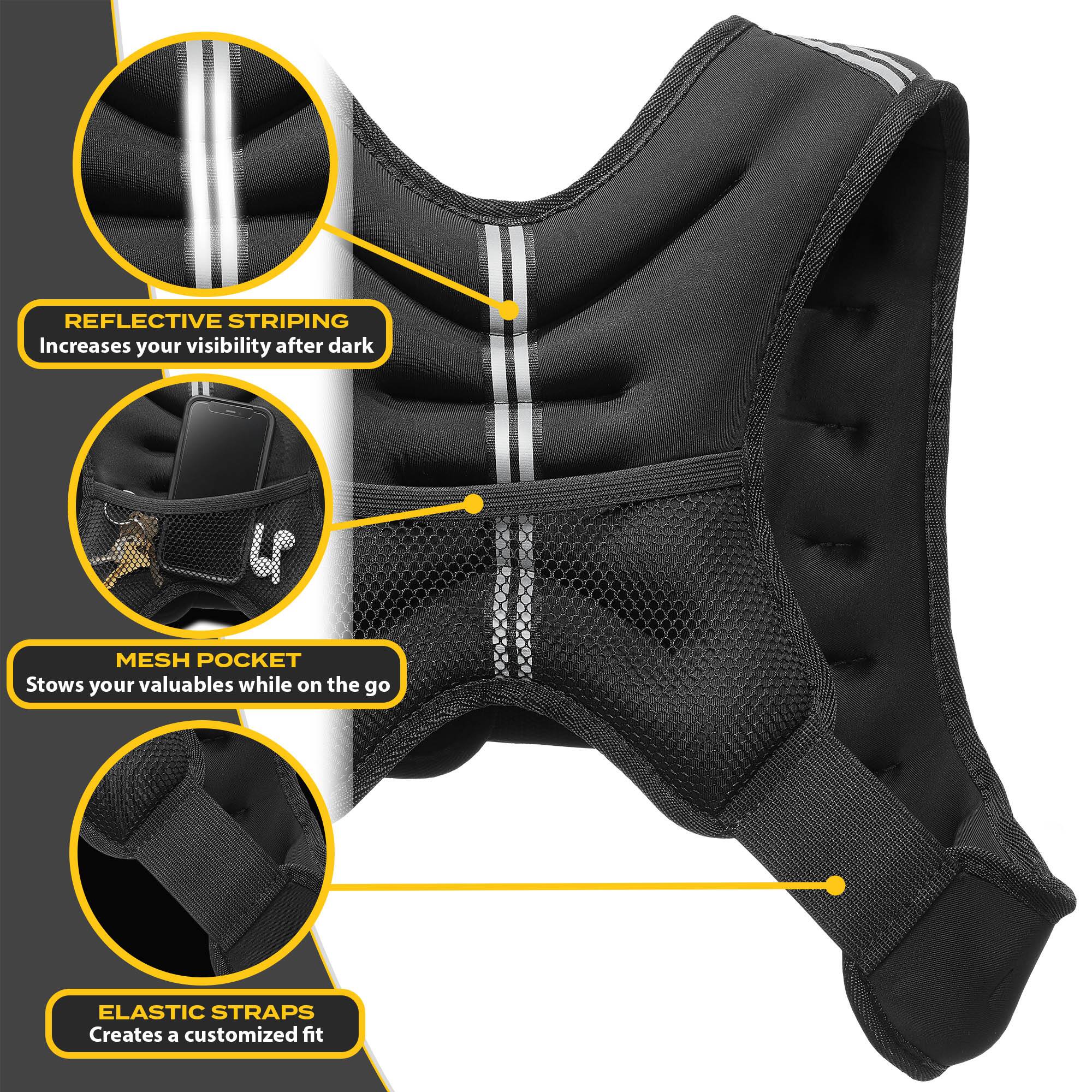 REFLECTIVE STRIPING  
Increases your visibility after dark  

MESH POCKET  
Stows your valuables while on the go  

ELASTIC STRAPS  
Creates a customized fit