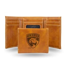 Rico Industries - Florida Panthers NHL Laser Engraved Brown Trifold Wallet - Multi