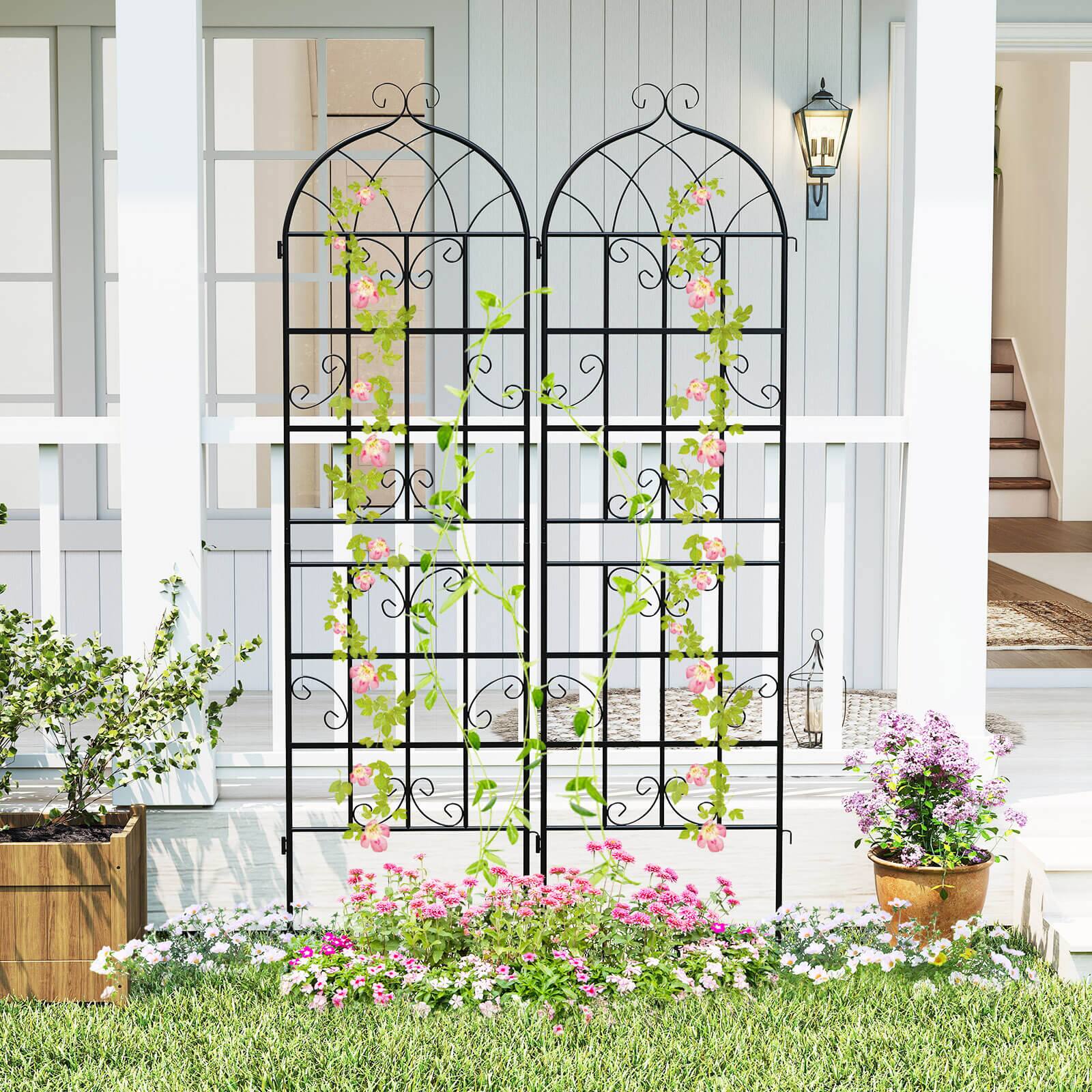 Alt View 4. Costway - Costway 2 Pack 71" x 20" Heavy-Duty Metal Garden Trellis,Metal Coating Patio for Outdoor - Black.