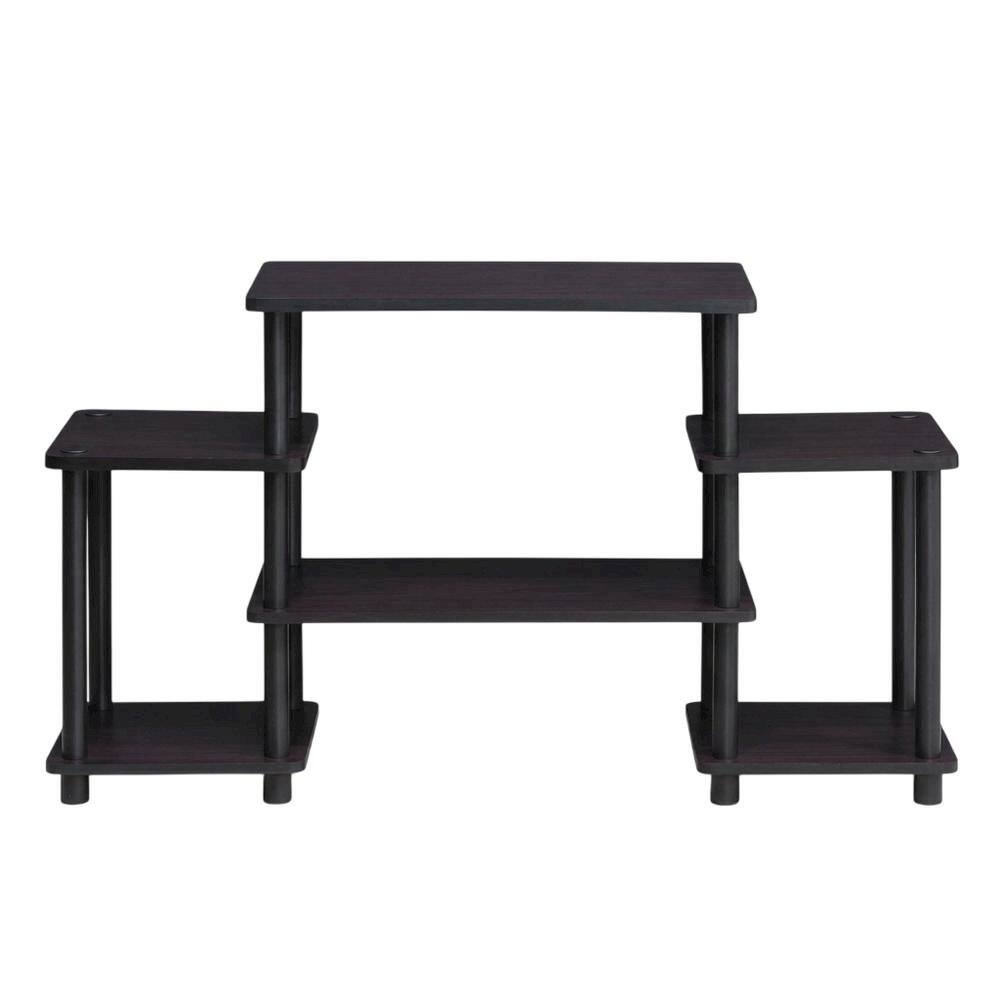 Back. FurniFact - Dark Walnut Furinno No Tools Entertainment Center with Spacious Storage - Dark Walnut.
