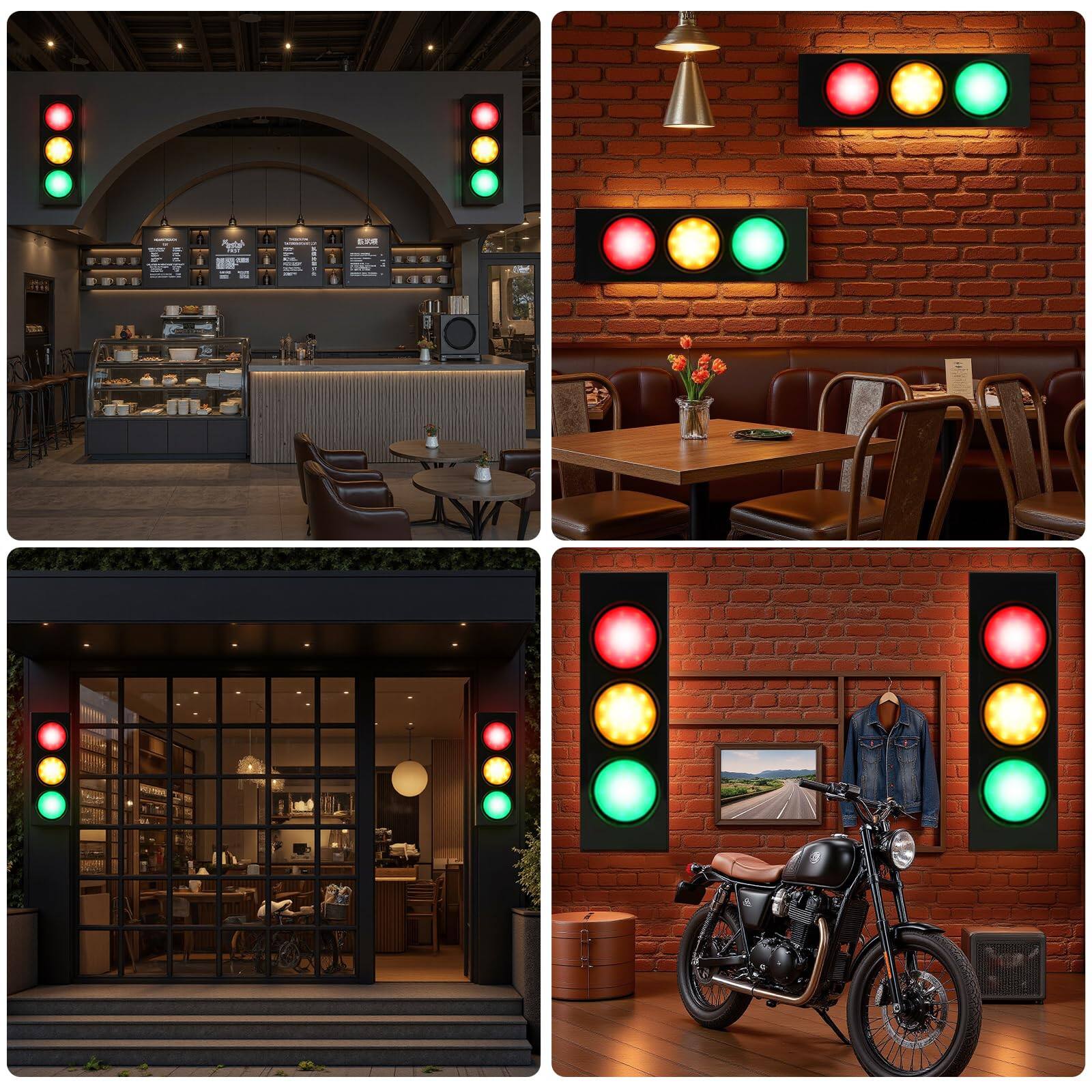 Back. METALTON - Traffic Light Wall Lamp Retro Style Led With Remote Control Fun Room Stop Decor For Children s Day - 1-Side 3-Light (2PCS).
