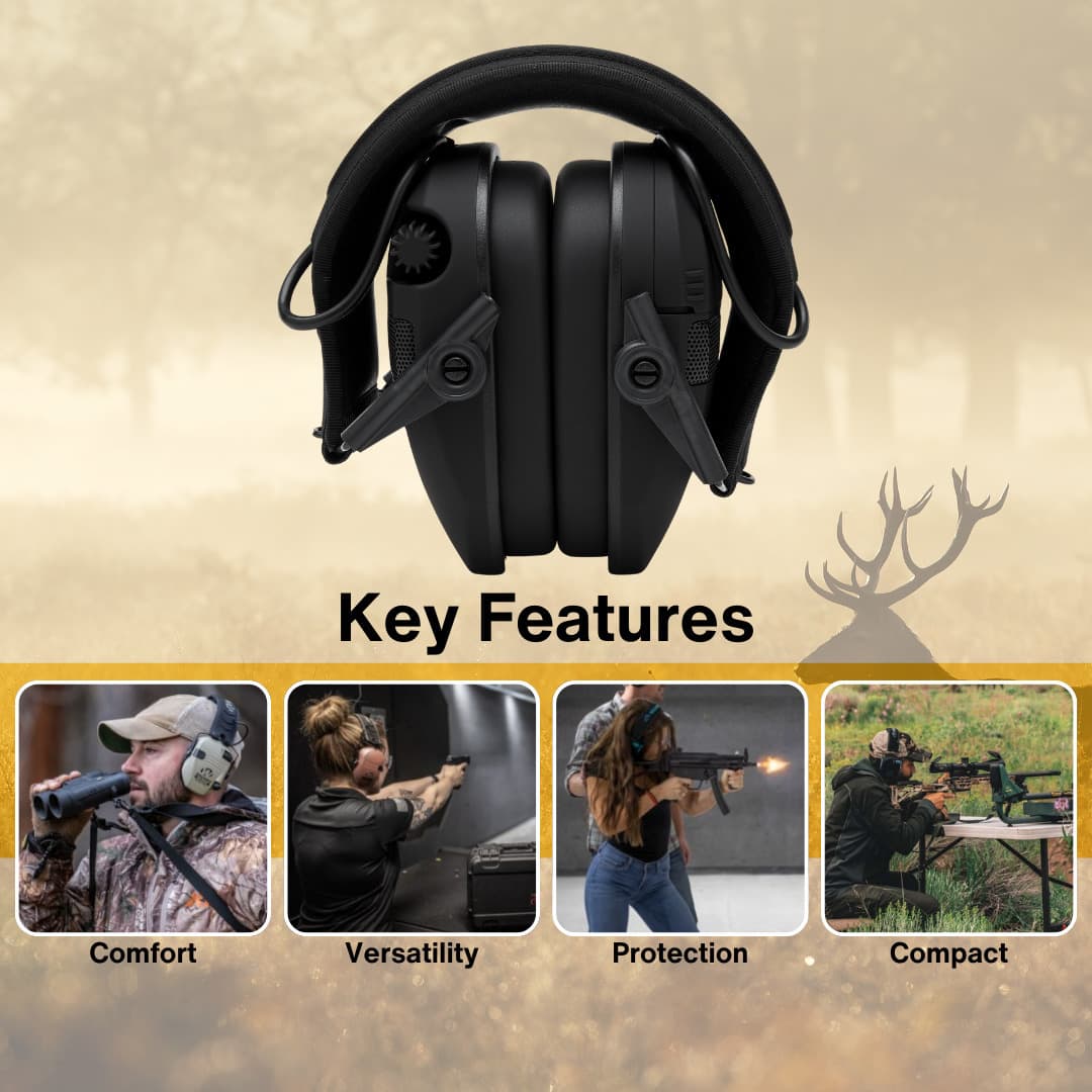 Walkers - Razor Slim Electronic Bluetooth Quad Muff with Case Bundle - Black