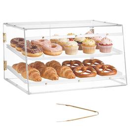 VEVOR - Bakery Display Case, 2-Tier Commercial Countertop Pastry Display Case, Clear Acrylic Bread Box for Kitchen - Gold