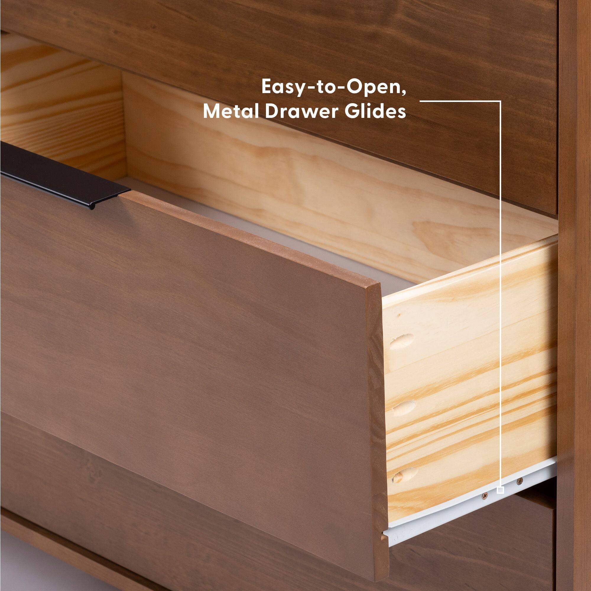 Easy-to-Open, Metal Drawer Glides