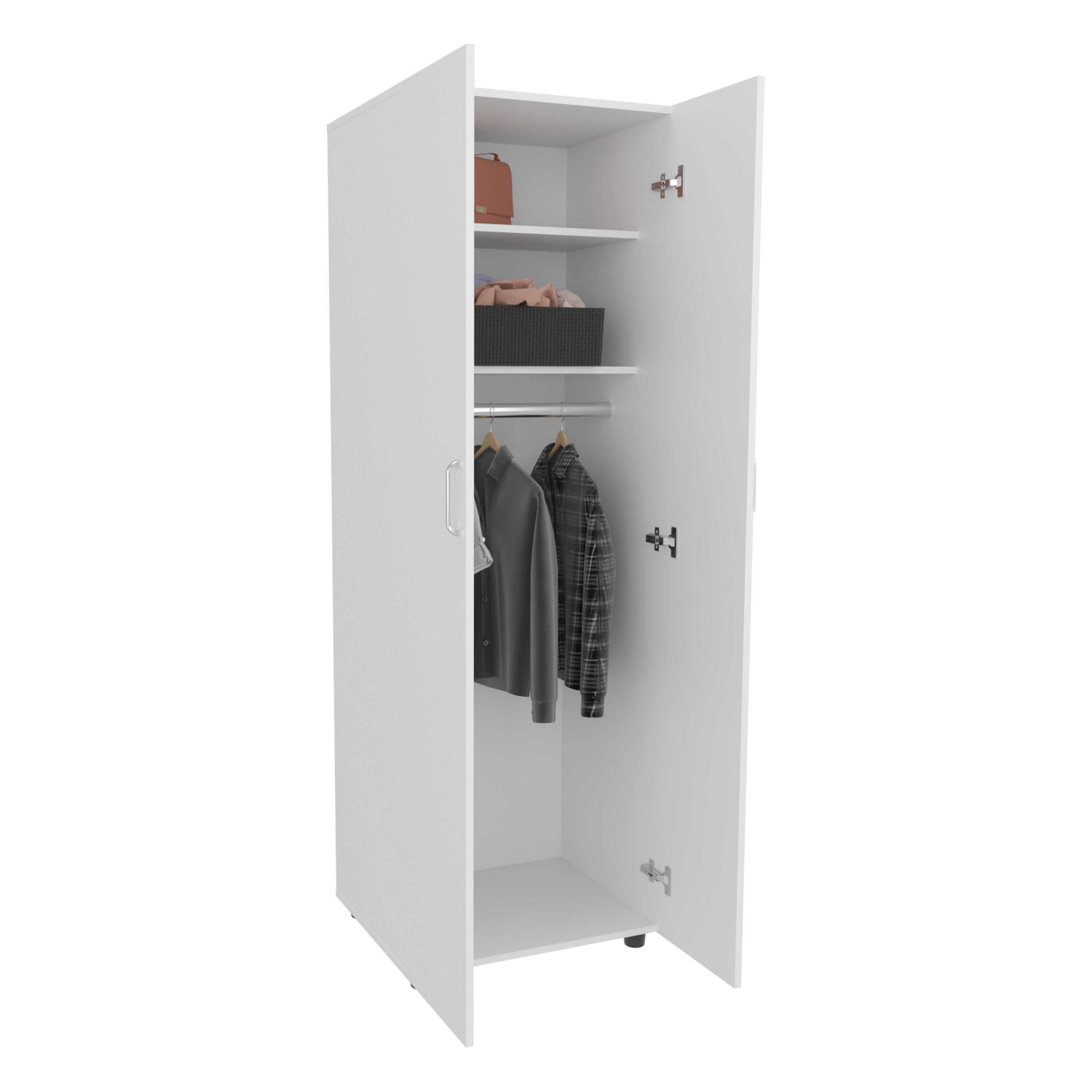 Alt View 2. TuHome - Aurora Armoire, Two Interior Shelves, Rod, Double Door - White.