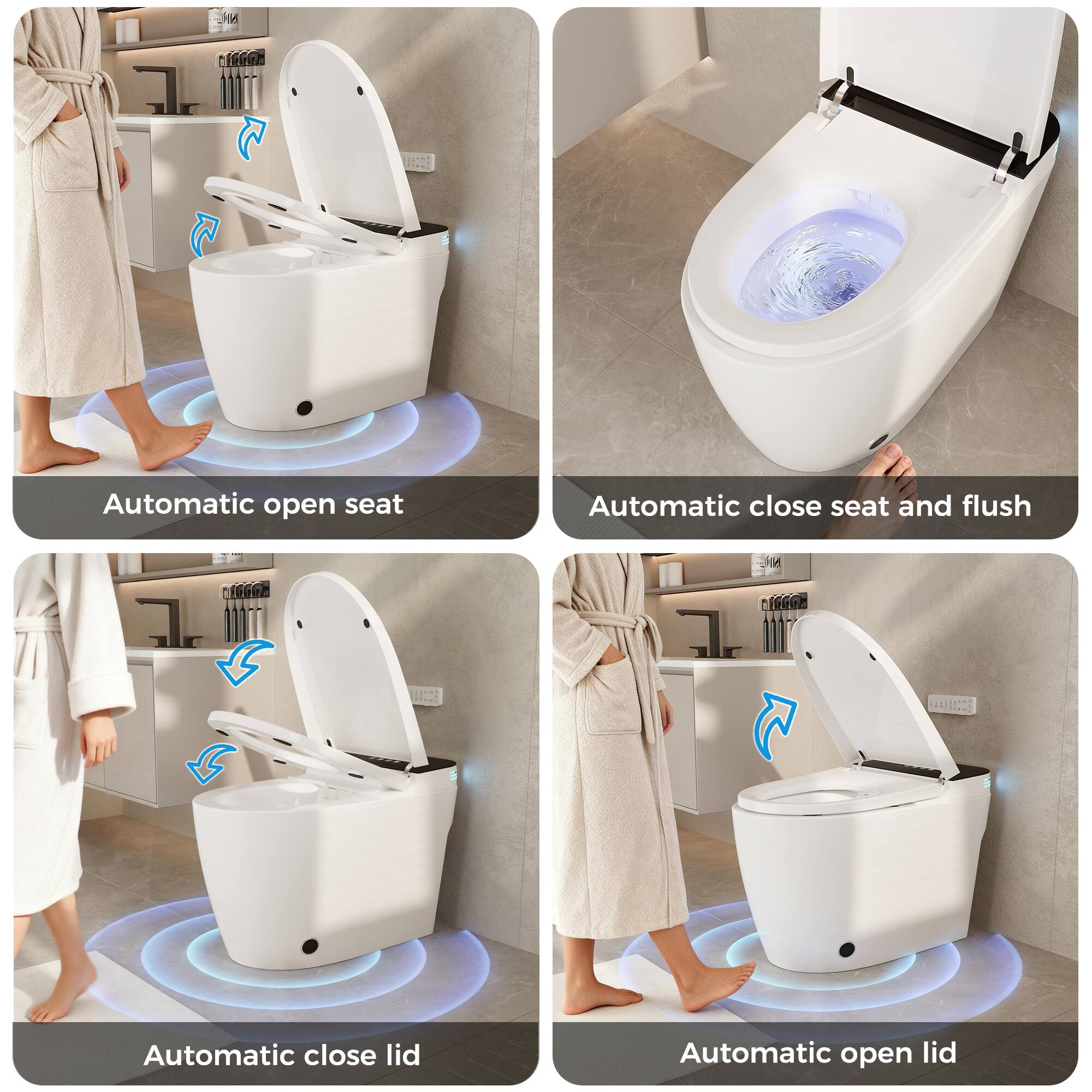 EEGGE 5 5 Automatic open seat  
Automatic close seat and flush  
EEGGE S 5 HA D 11 5 Automatic close lid  
Automatic open lid