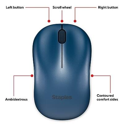 Left button  
Scroll wheel  
Right button  
Ambidextrous  
Contoured comfort sides