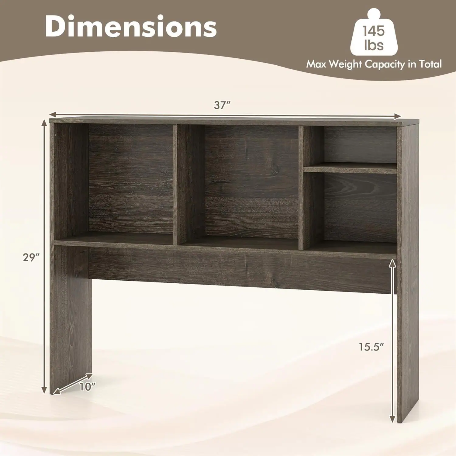 Pefilos Desktop Bookcase Reinforced Crossbars Anti Tip, 4 Cubbies Open ...