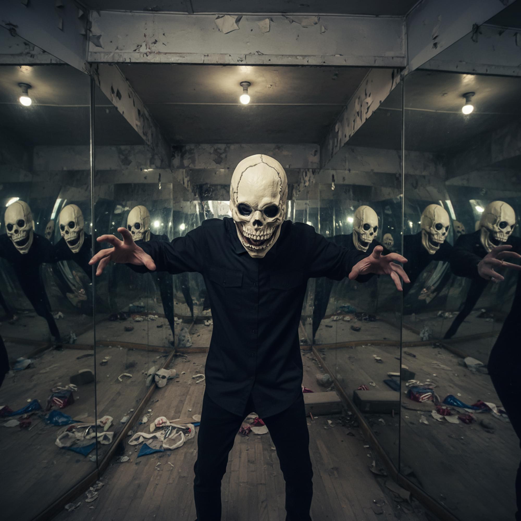 Alt View 2. Smiffys - Skull Face Mask Costume Accessory - Multi-Colored.