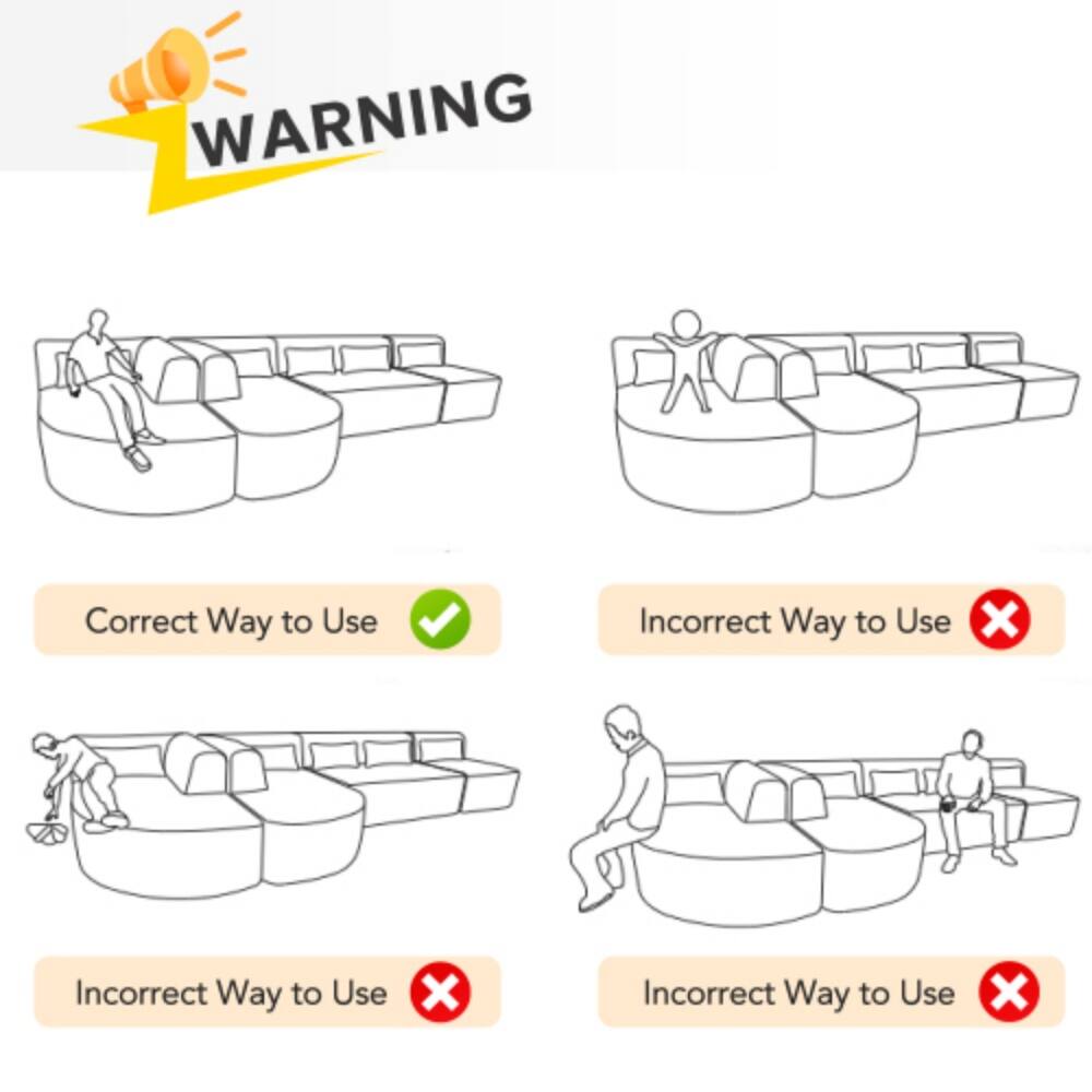 WARNING

- Correct Way to Use ✔️
- Incorrect Way to Use ❌
- Incorrect Way to Use ❌
- Incorrect Way to Use ❌