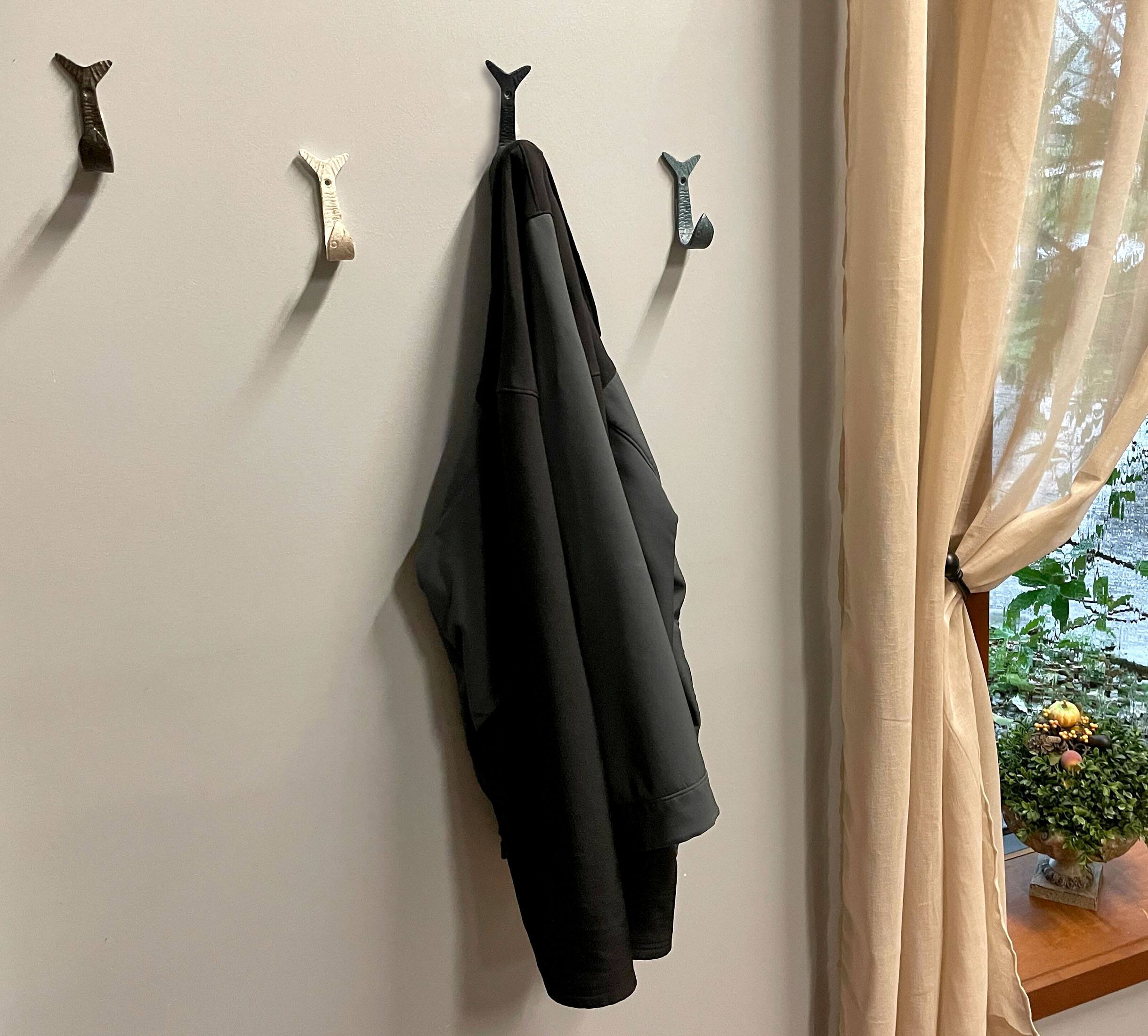 Alt View 1. Zeckos - Set of 4 Coastal Color Cast Iron Flipping Fish Decorative Wall Hooks - Nautical.