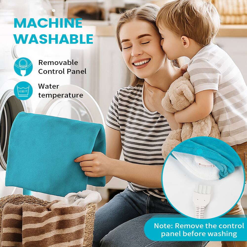 MACHINE WASHABLE

- Removable Control Panel
- Water 85°F temperature

Note: Remove the control panel before washing