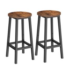 Songmics Home - Bar Stools, Set of 2 Bar Chairs, Steel Frame, 25.2 Inch Tall, for Kitchen Dining, Easy Assembly, Industrial Design - Rustic Brown and Black