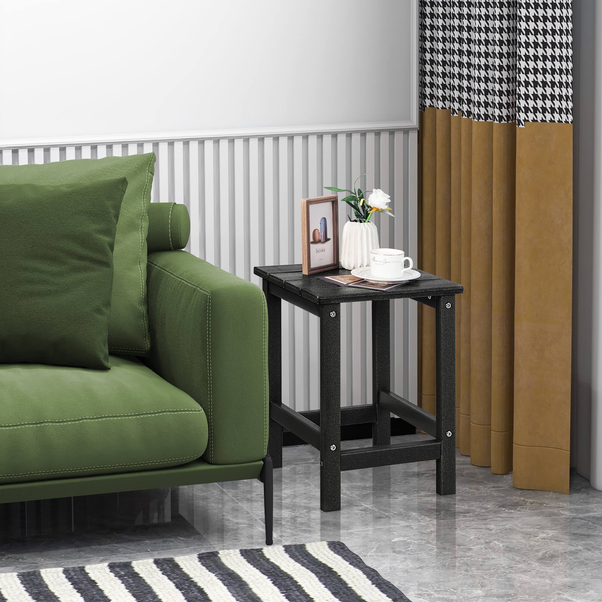 Alt View 4. Costway - Costway 14" Patio Adirondack Side End Table HDPE Square Weather Resistant Garden - Black.