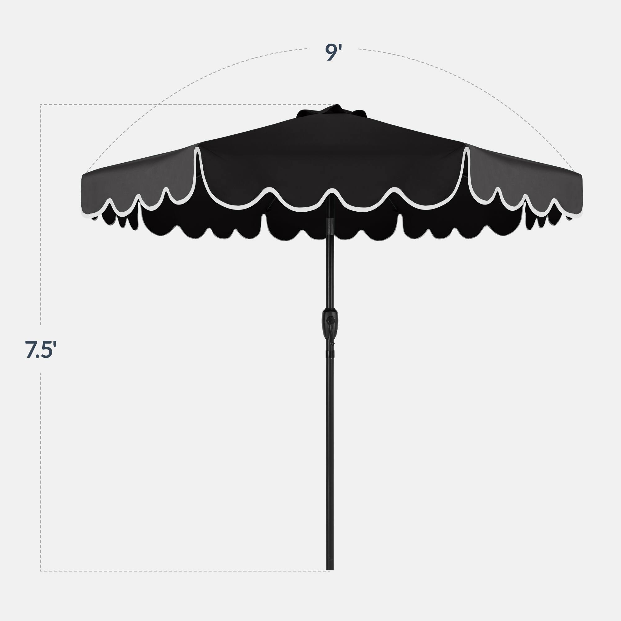 Alt View 1. Best Choice Products - Best Choice Products 9ft Patio Market Umbrella with Scallop Trim, Fade-Resistant, Crank & Tilt, Wind Vent - Black - Black.