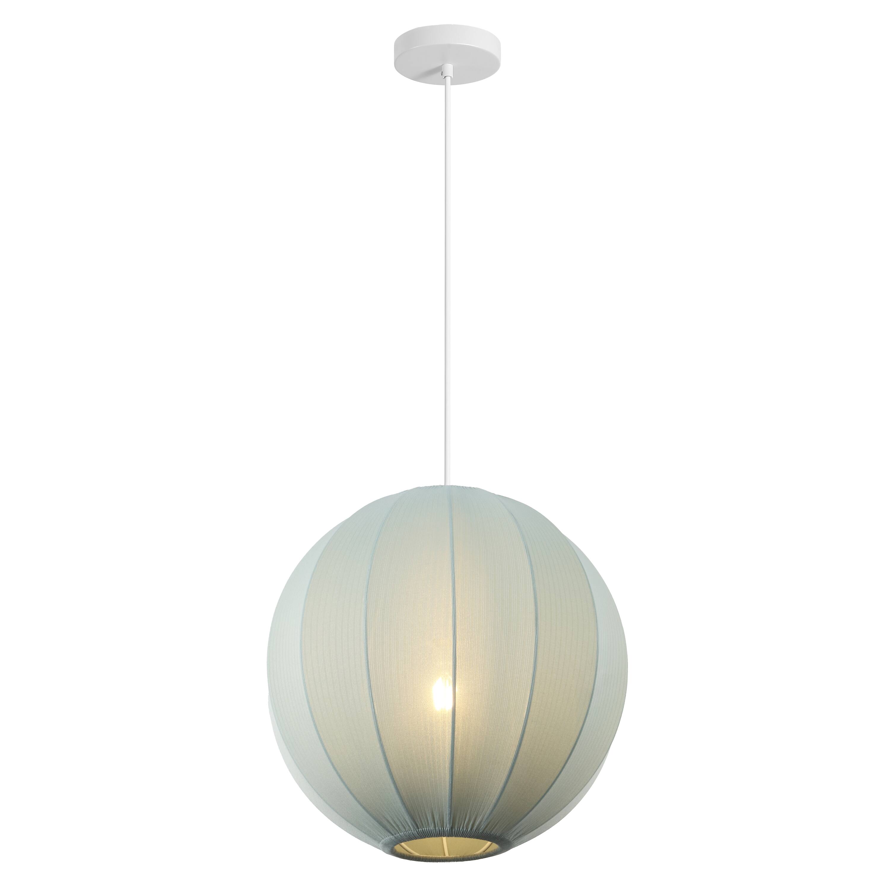 Front. Jonathan Y - Sia 16" 1-Light Scandinavian Japandi Adjustable Lantern Metal with Ribbed Cocoon Globe Shade LED Pendant, Dust Blue - Dusty Blue.