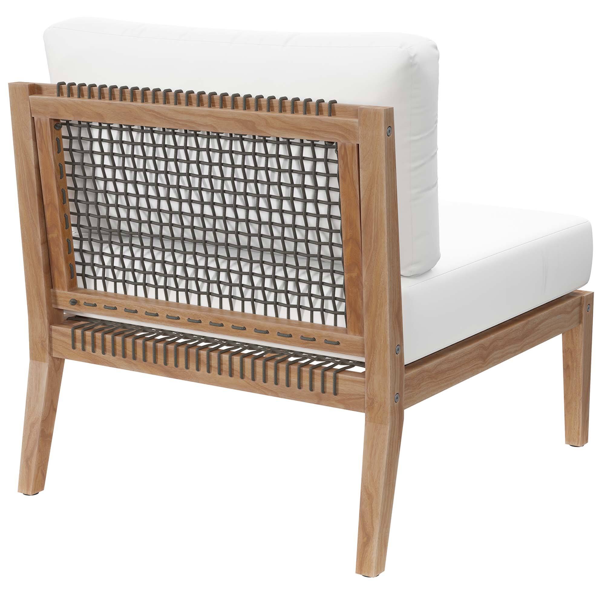 Alt View 2. Modway - Clearwater Outdoor Patio Teak Wood Armless Chair by Modway - Gray White.