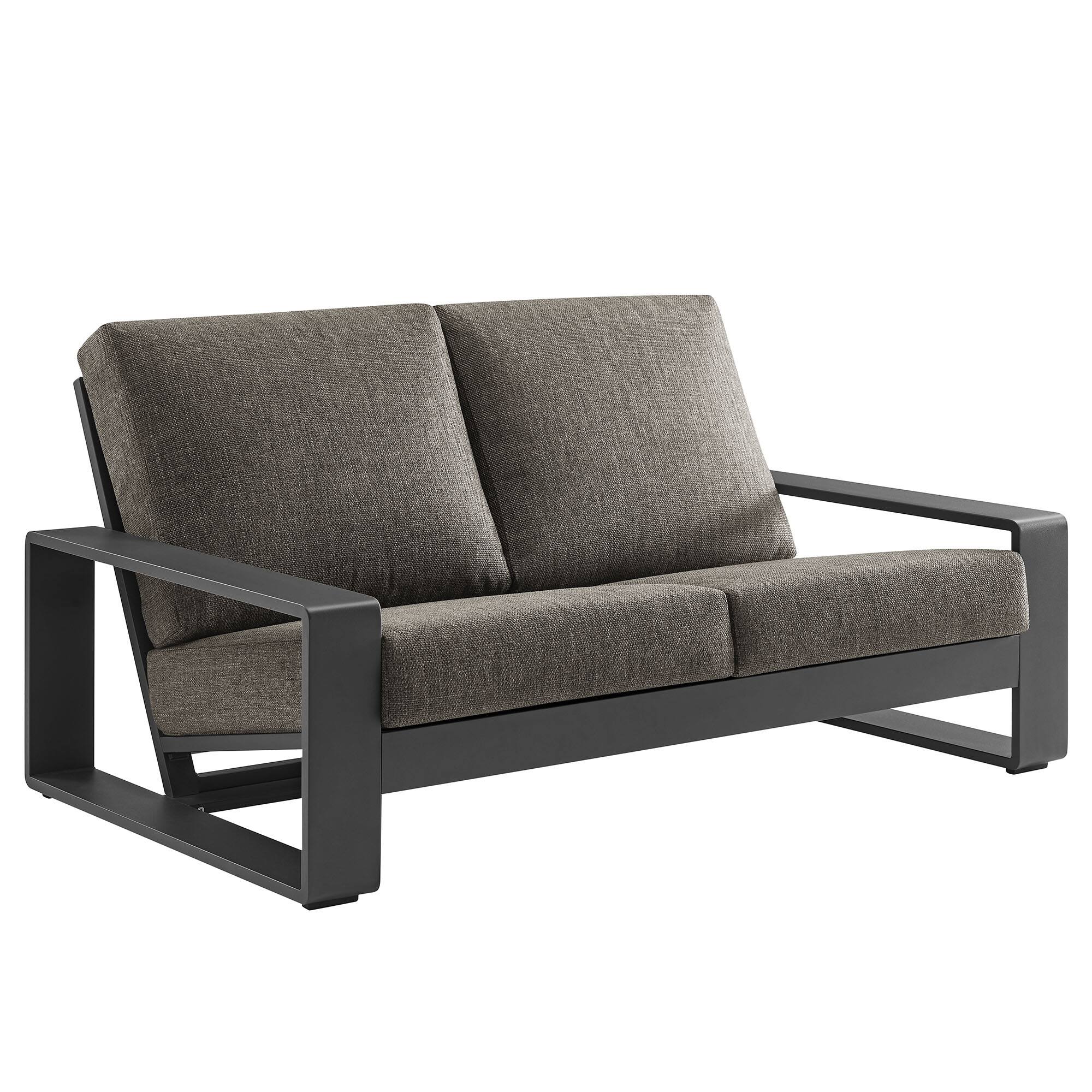 Angle. Modway - Lirienne Outdoor Patio Aluminum Loveseat by Modway - Smoke Gray.