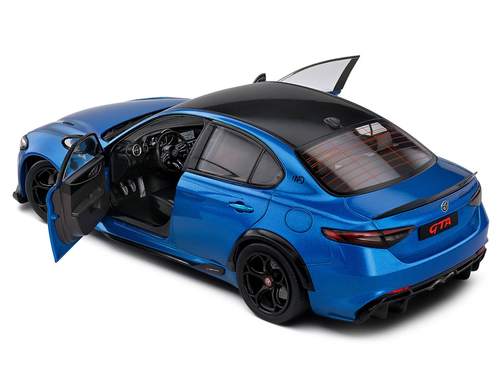 Back. Solido - 2022 Alfa Romeo Giulia GTA Anodized Blue Metallic with Carbon Top 1/18 Diecast Model Car by Solido - Blue Metallic.