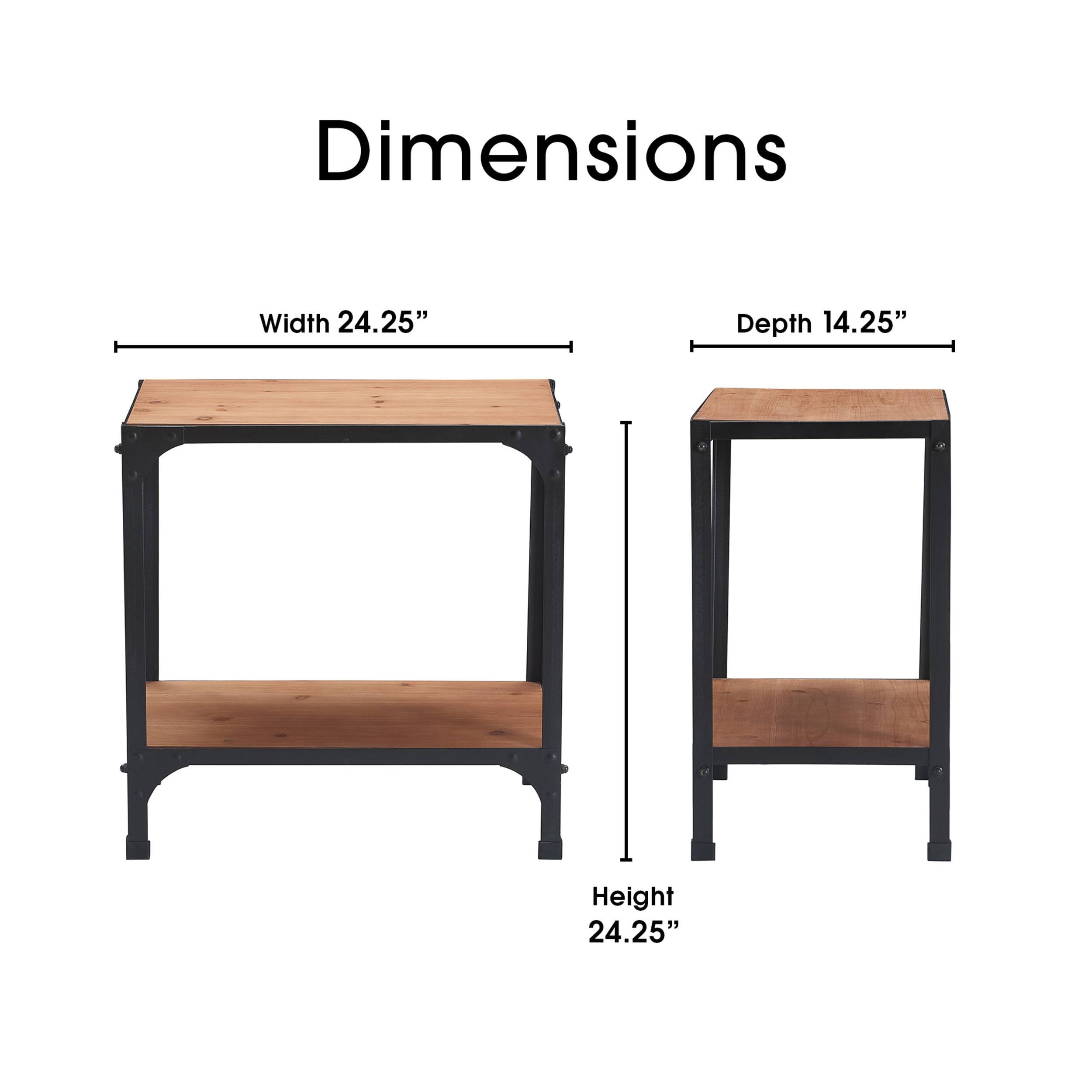 Left. Serta - Overland Side Table - Wood and Black Metal.