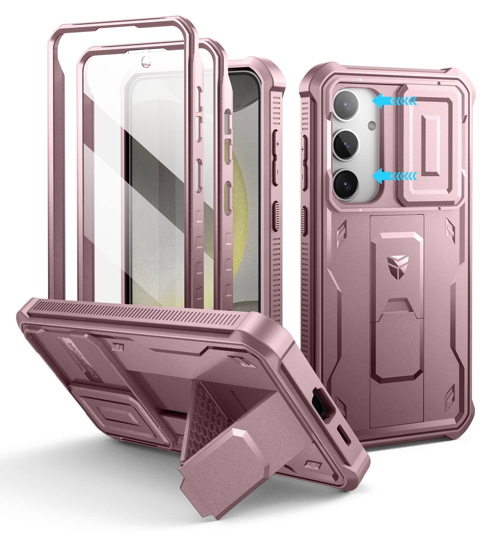 Front. dexnor - Dexnor for Samsung Galaxy S24 Plus Case with Built-in Slide Camera Cover & Screen Protector & Kickstand,Peony Pink - Peony Pink.