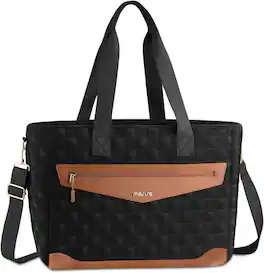 mosiso - Laptop Tote Bag for Women 15-16 Inch Laptop Work Bag with Trolley Sleeve & Laptop Compartment for Office College Teacher - Black