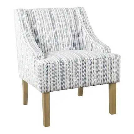 Front. JETRANSPORT - Swoop Arm Accent Chair Blue And White Farmhouse Stripe 100% PolyesterACCENT CHAIRS: Theseating solution for... - Blue and White Farmhouse Stripe.