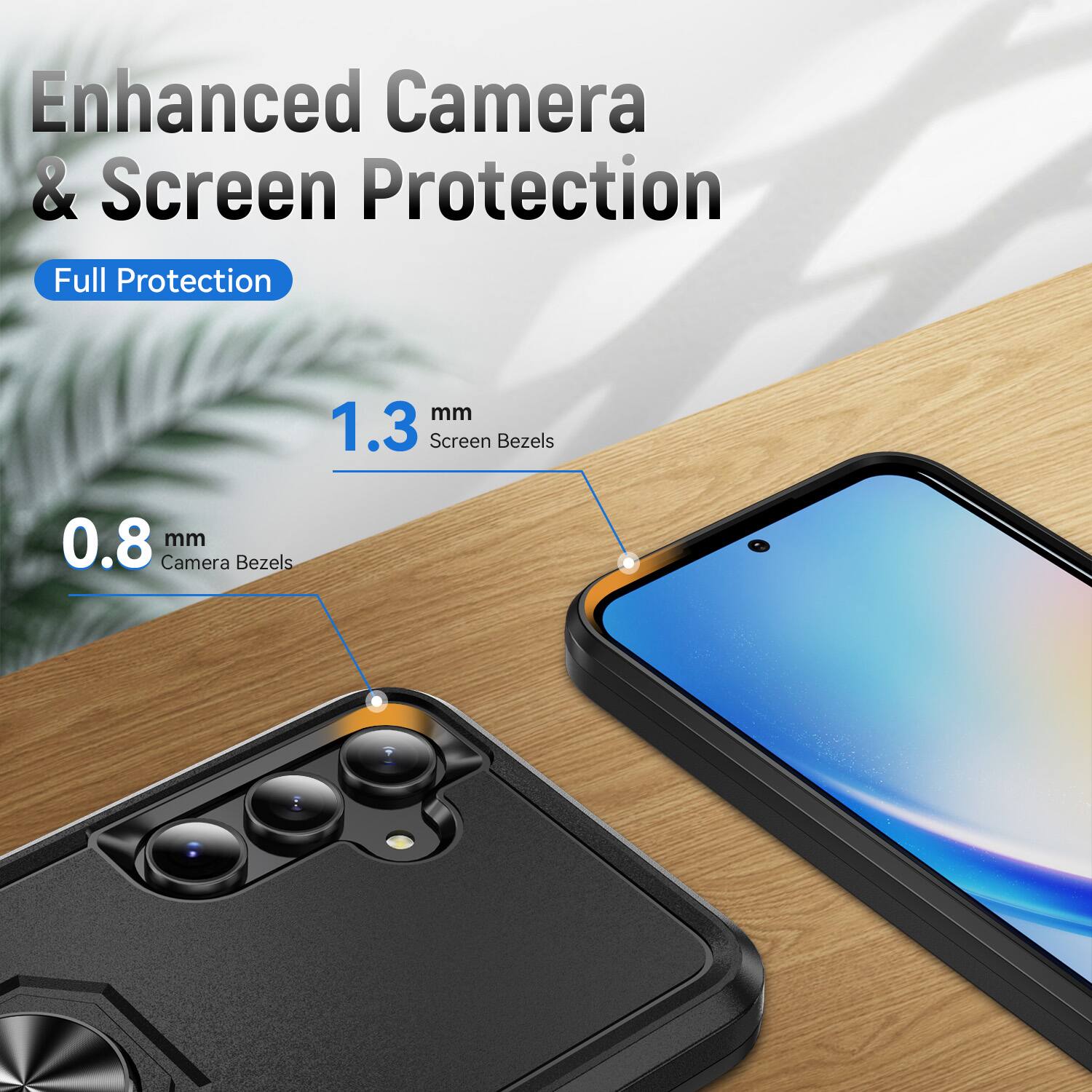 Enhanced Camera & Screen Protection  
Full Protection  
1.3 mm Screen Bezels  
0.8 mm Camera Bezels