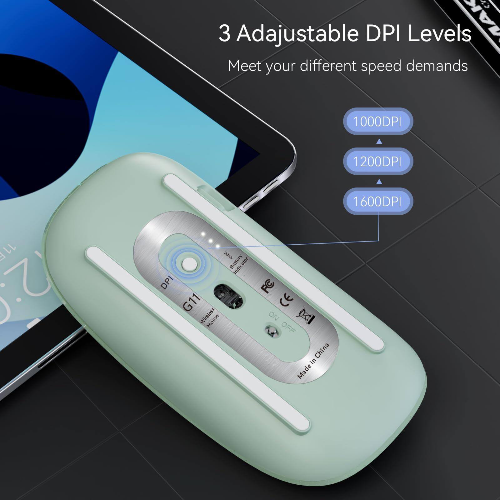3 Adjustable DPI Levels  
Meet your different speed demands  

1000DPI  
1200DPI  
1600DPI  

Battery Indicator  
DPI  
G11 Wireless Mouse  
ON/OFF  
Made in China