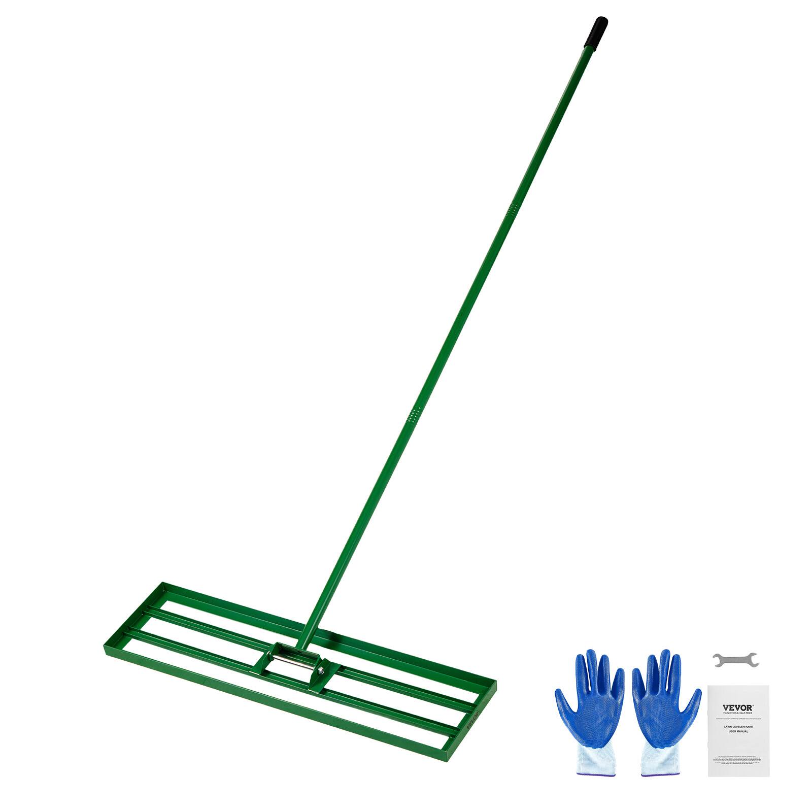 Alt View 5. VEVOR - Lawn Leveling Rake, 36"x10" Level Lawn Tool, Heavy-duty Lawn Leveler with 78" Steel Extended Handle, Yard Leveling Rake - Green.