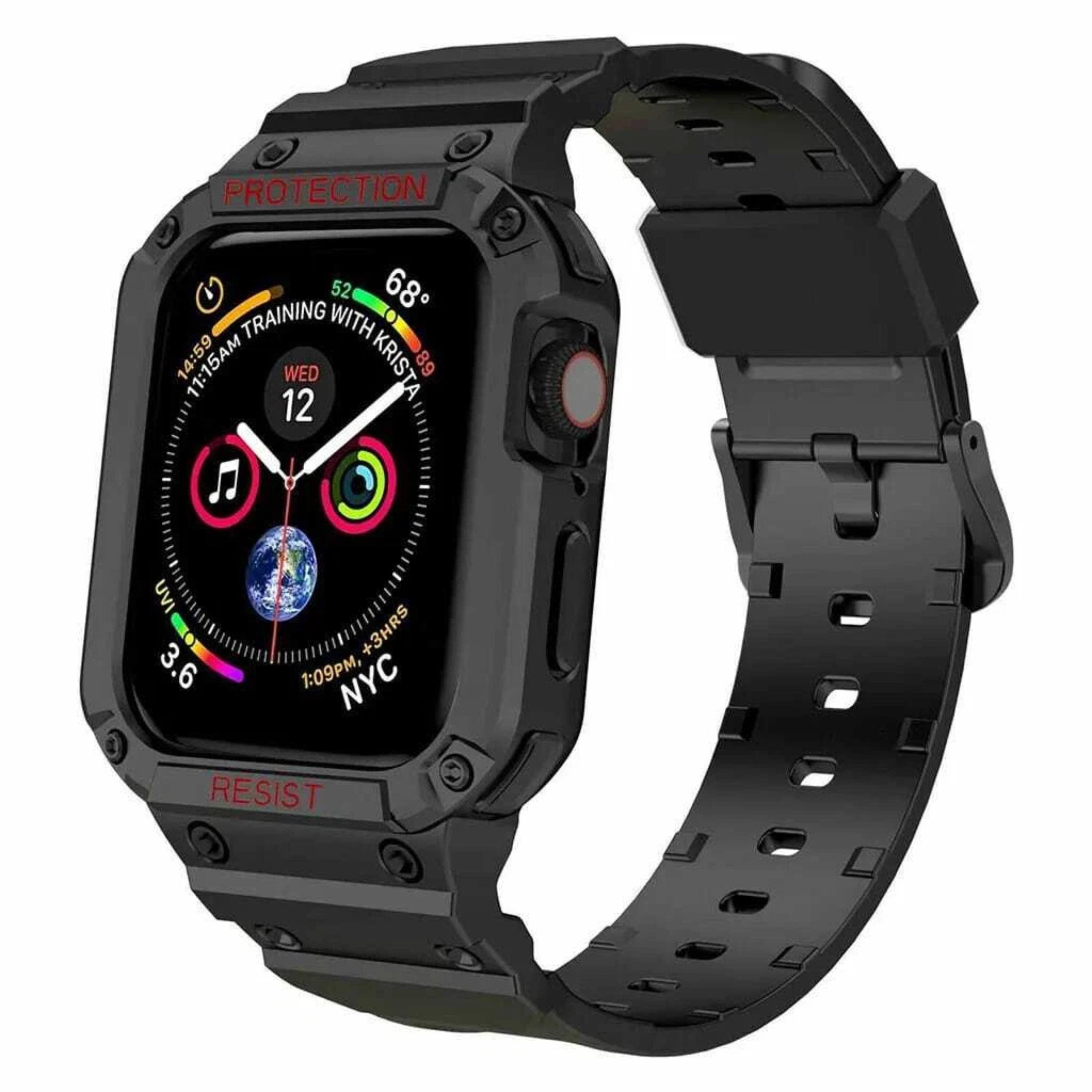 Kitcheniva - Rugged Apple Watch Band With Protective Case iWatch Strap 38 to 41mm - Black price history on PriceWatchPro