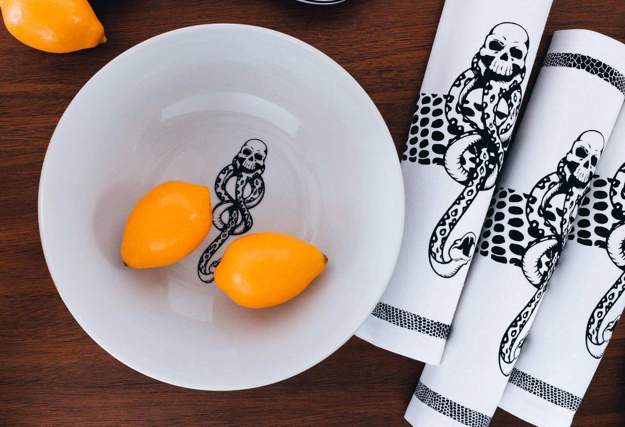 Alt View 4. Ukonic - Harry Potter Voldemort Death Eater Ceramic Large Serving Bowl | 10.5-Inch Bowl - White.