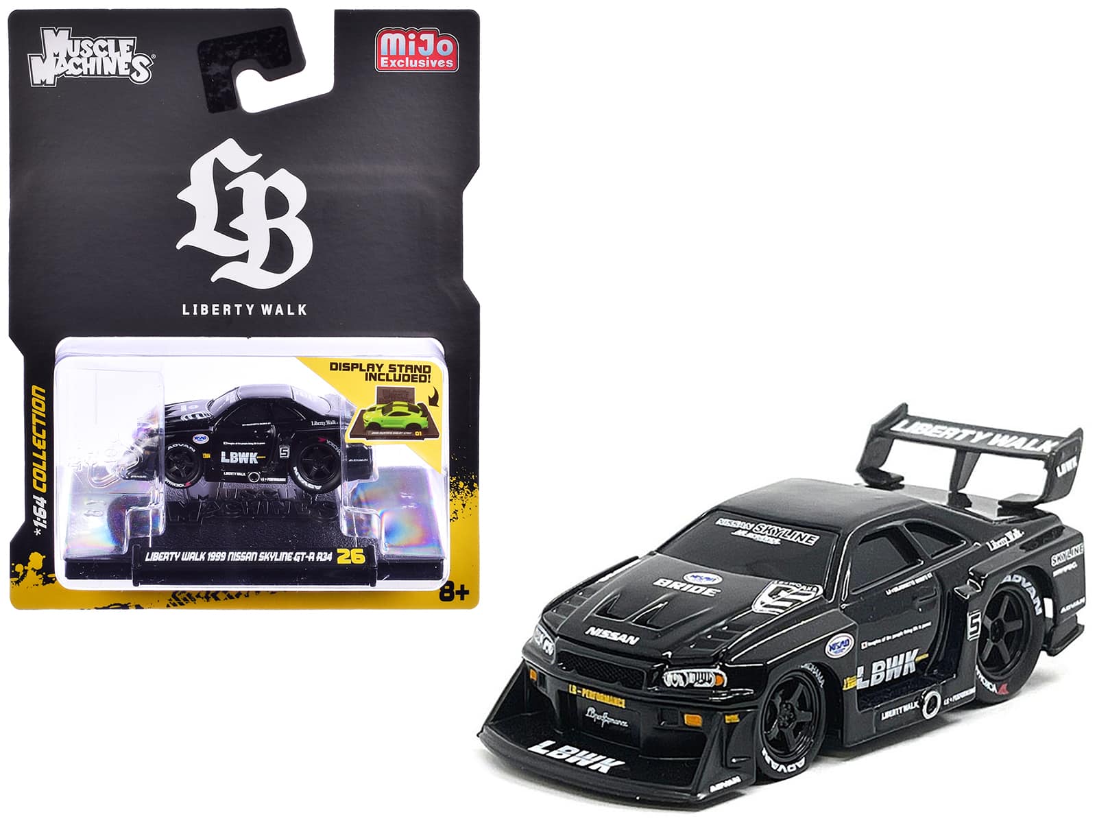 "1999 Nissan Skyline GT-R (R34) #5 ""Liberty Walk"" Black 1/64 Diecast Model Car by Muscle Machines" price history on PriceWatchPro