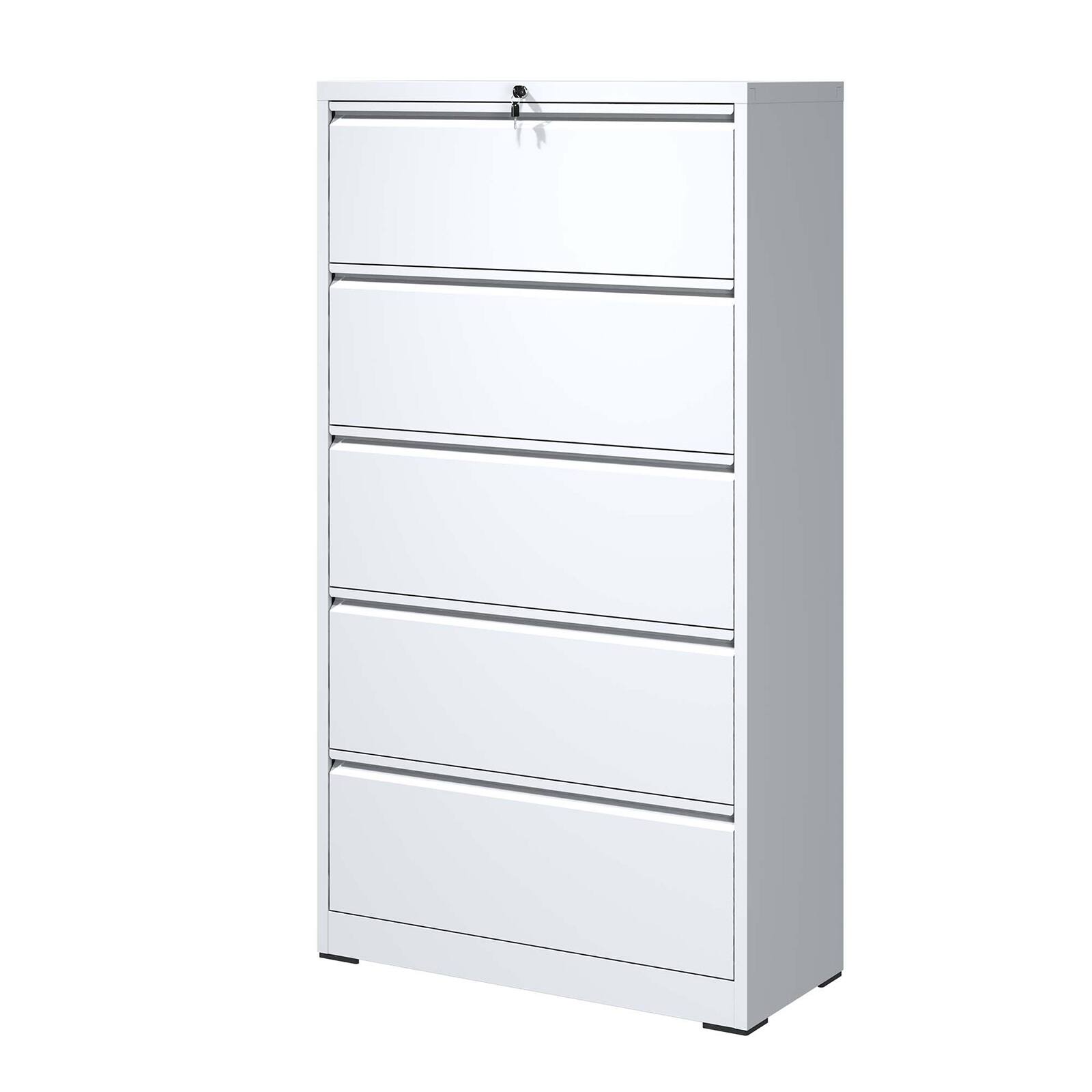 Alt View 8. Chateau Abodes - 5 Drawer Lateral File Cabinet with Lock, Metal Vertical Filing Storage for Legal/Letter/A4/F4 Size - White.