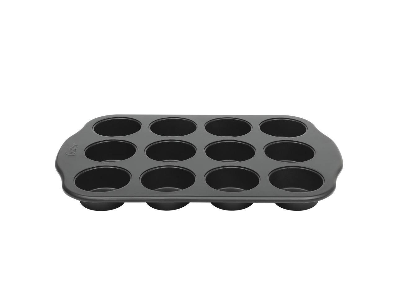 Alt View 1. Oster - Oster Teston Platinum Collection 12-Cup Nonstick Carbon Steel Muffin Pan in Matte Black - Matte Black.