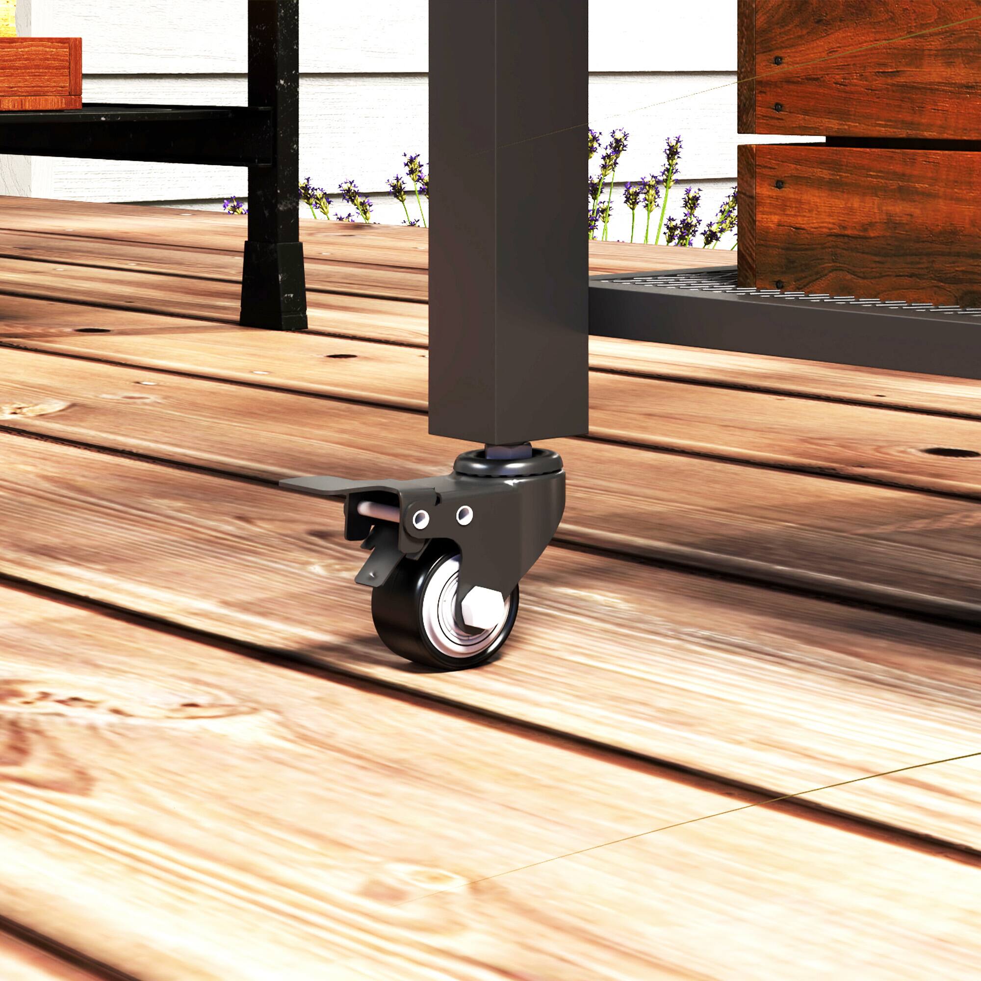 Alt View 8. Outsunny - Three-Shelf Outdoor Grill Cart with Stainless Steel Tabletop, 22" x 16.1" Multifunctional Pizza Oven Table - Silver.