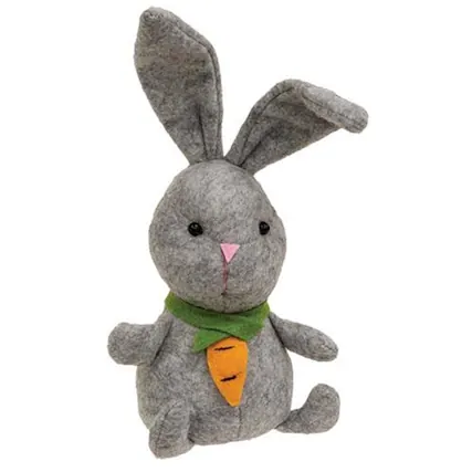 Front. BreeBe - Mini Gray Bunny w/Carrot Necklace - Grey.