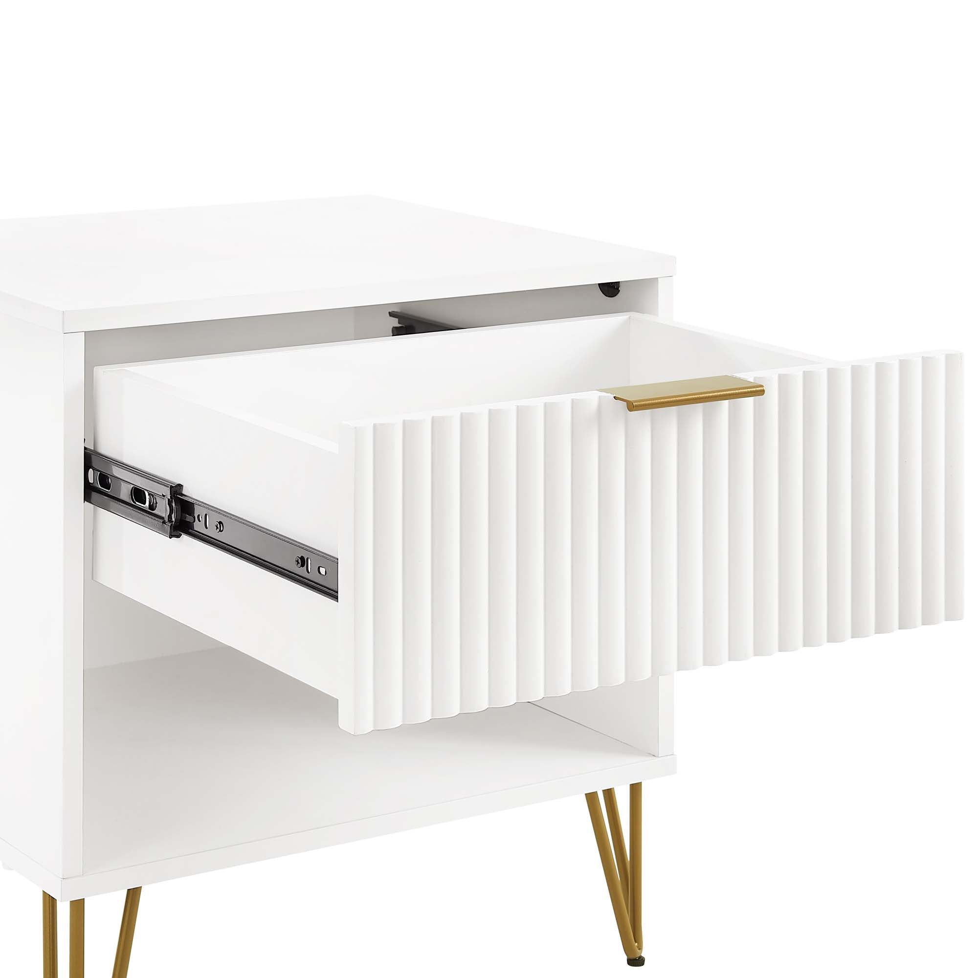 Alt View 1. Manhattan Comfort - Dumbo Modern 20" Fluted Nightstand - Set of 2 - White.