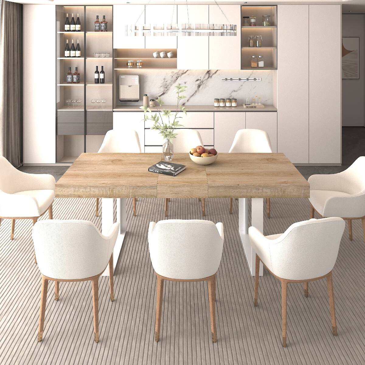Loheer Extendable Dining Table, Modern Farmhouse Table for Six to Ten ...