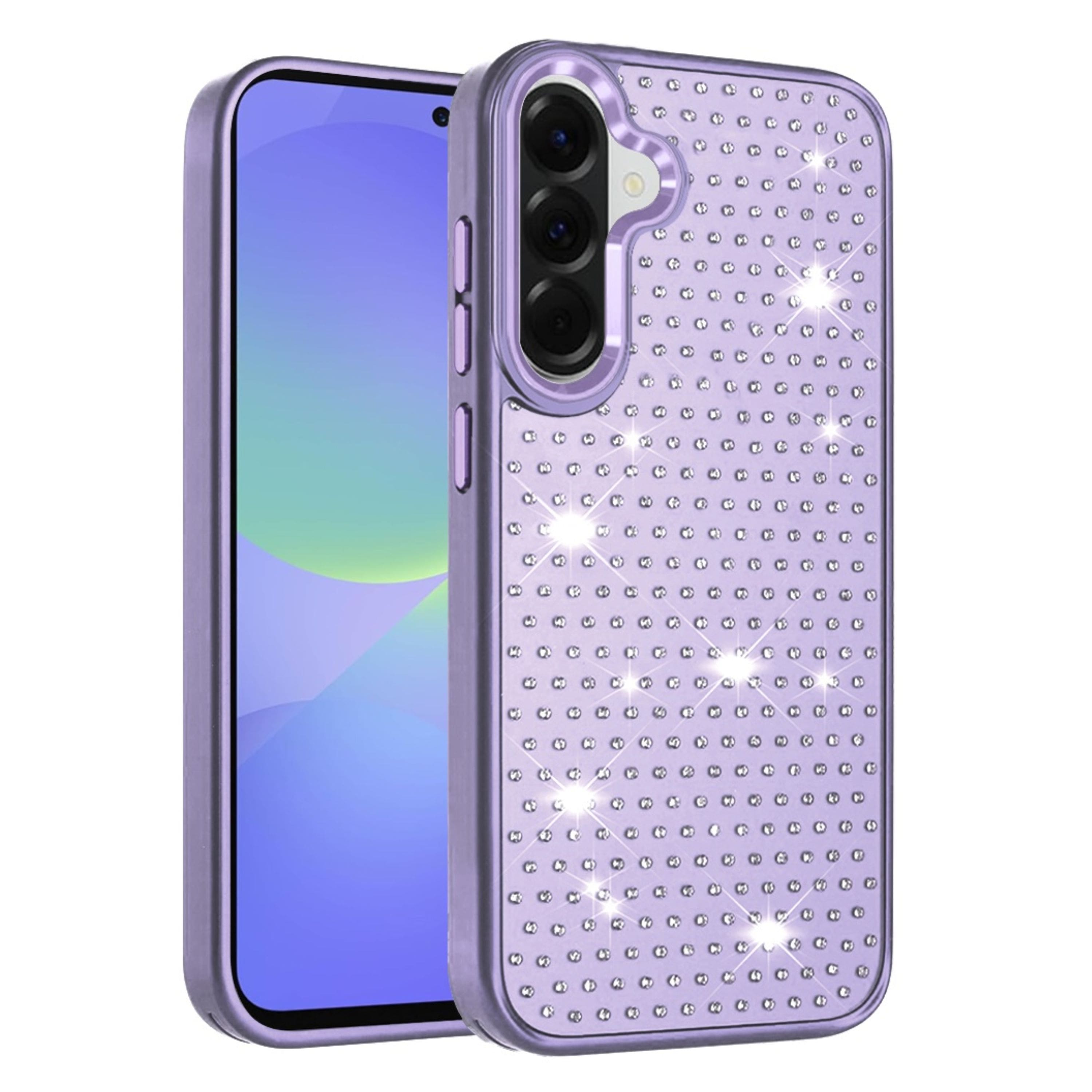 Kitcheniva - Faux Crystals Chrome Plated Phone Case With Tempered Glass For Samsung Galaxy A37 5G - Purple price history on PriceWatchPro
